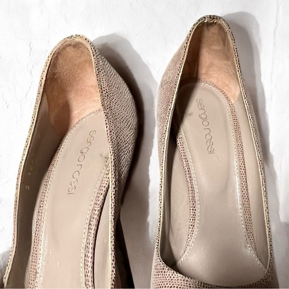 🌻Sergio Rossi Croc Embossed Nude Tan Platform Pump Heels Size 38 - Picture 5 of 10